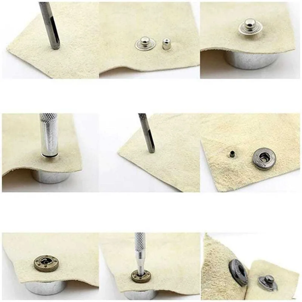 

11pcs Craft Tool Metal Handle Rivet Setter With Base Die Punch Snap Fastener Tool Punch Tool Kit Leather DIY
