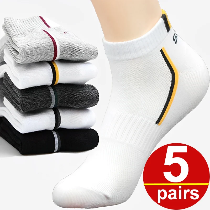 5Pairs Men Bamboo Fiber Summer Autumn Male Designer Socks Breathable Cotton Soft Sports Sock Deodorant High Quality Ankle Socks