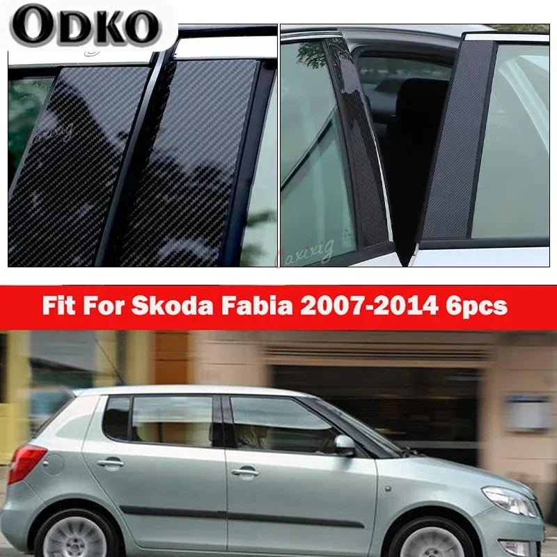 6Pcs Car Pillar Posts Door Window Trim Cover Stickers for Skoda Fabia 2007-2014/For Skoda Fabia MG 2010-2014