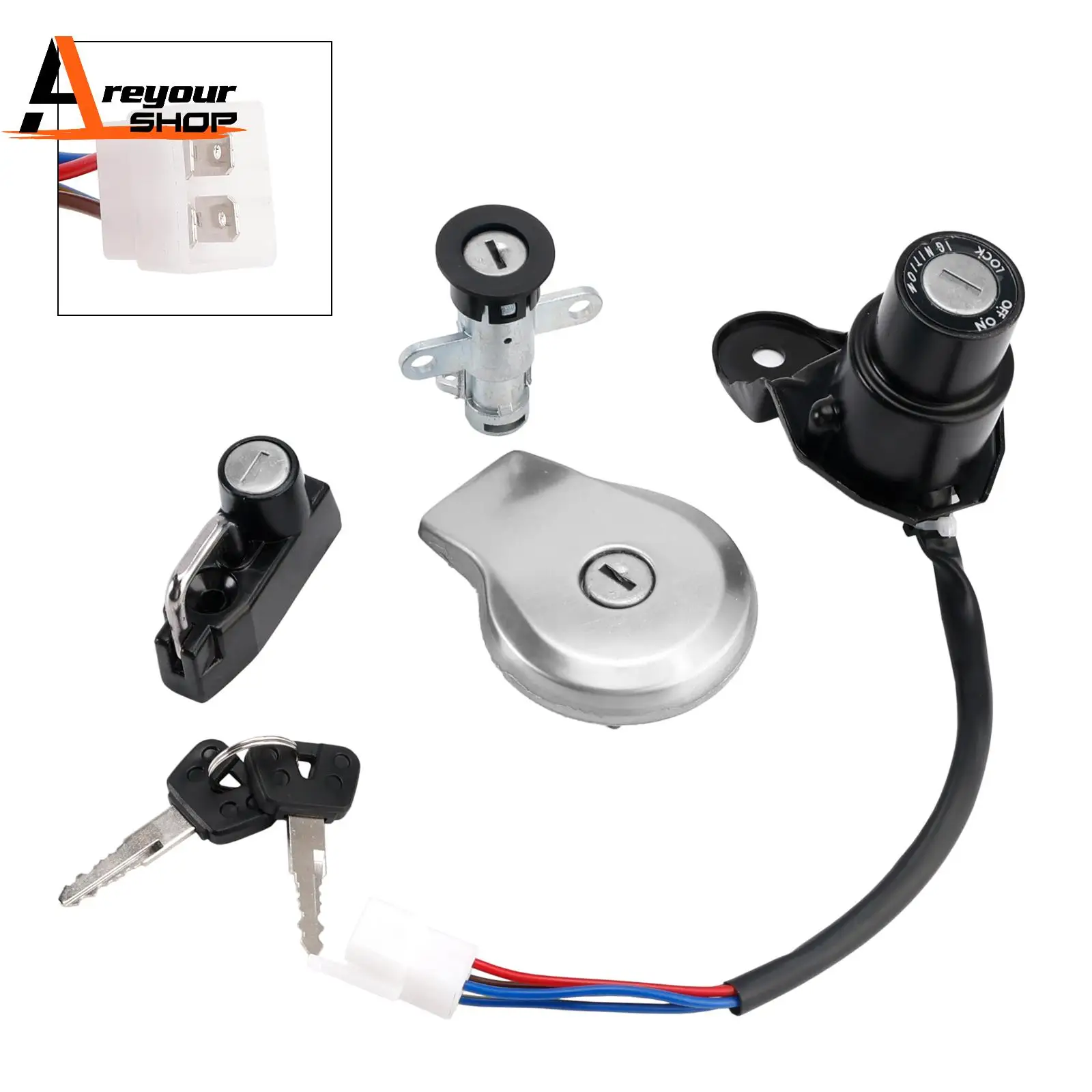 

Комплект замков зажигания, сиденья и крышки топливного бака Areyourshop для Yamaha XV 125 250 S Virago 1988-2011