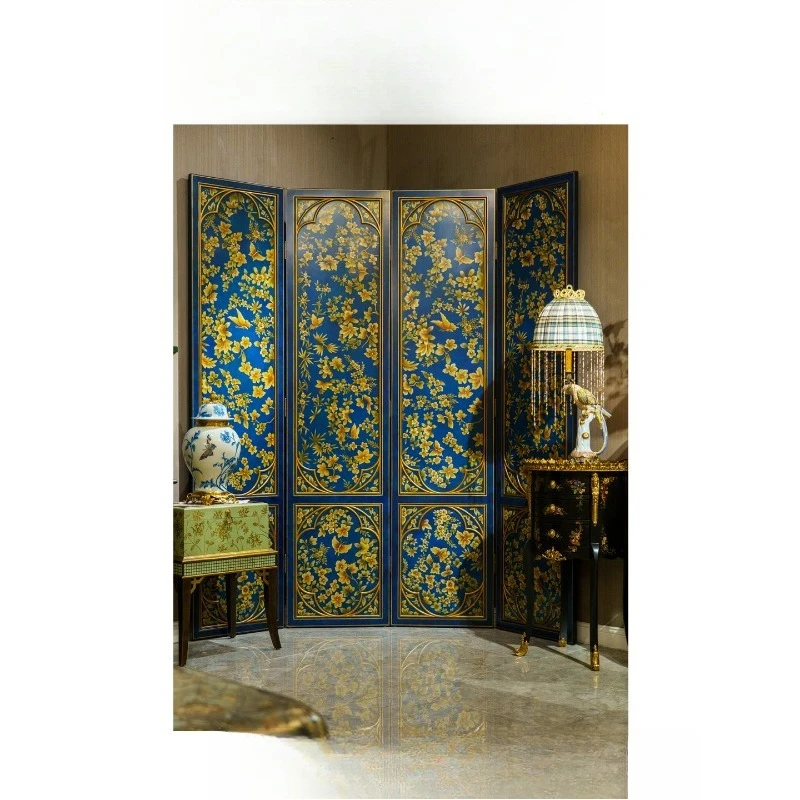 Chinese solid wood screen partition, living room entrance is opposite the door to gather wealth, high-end decoration