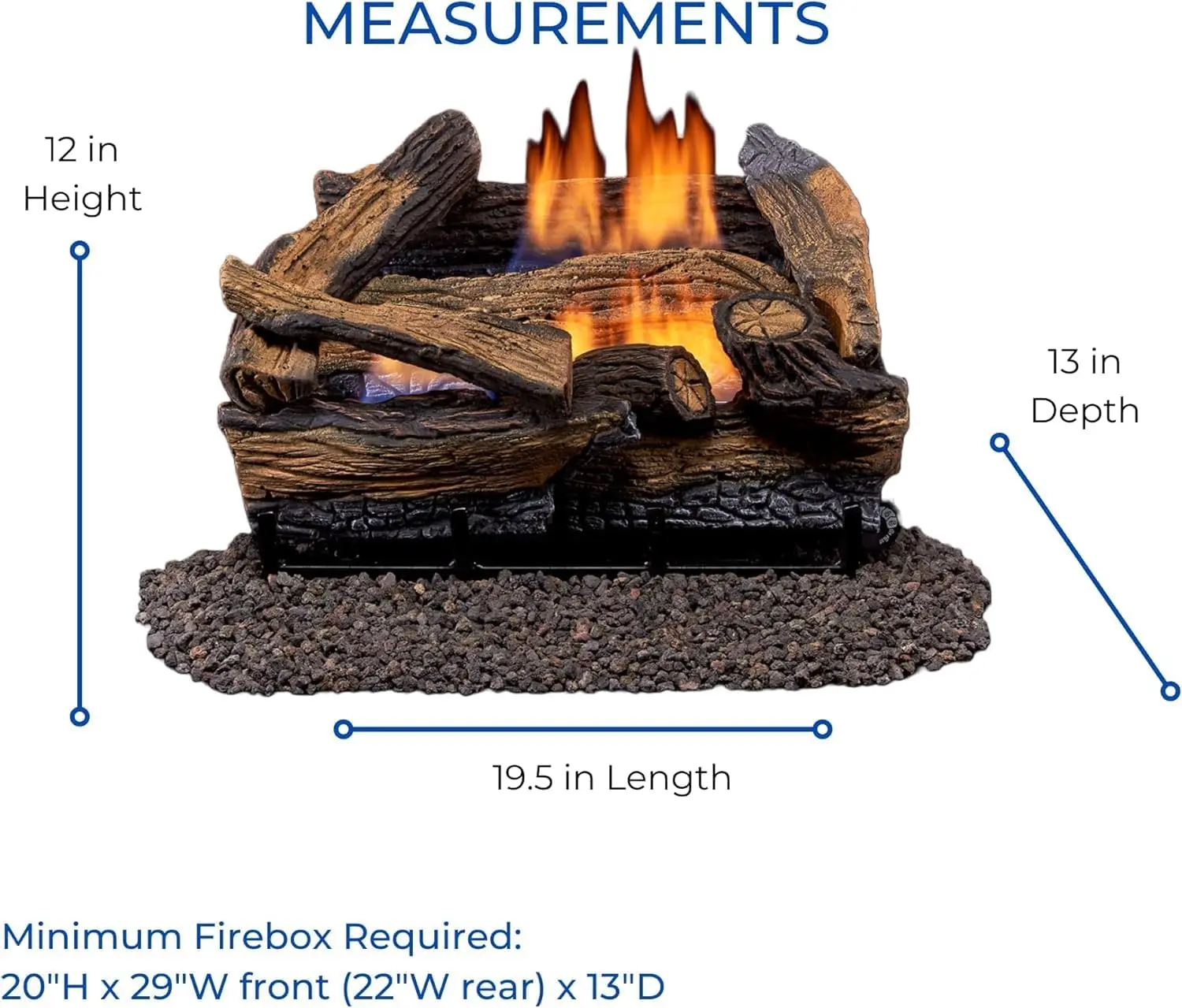 Duluth Forge Split Red Oak Ventless Log Set – 18 Inch, 30,000 BTU, Dual Fuel (Propane/Natural Gas), Realistic Fireplace Insert