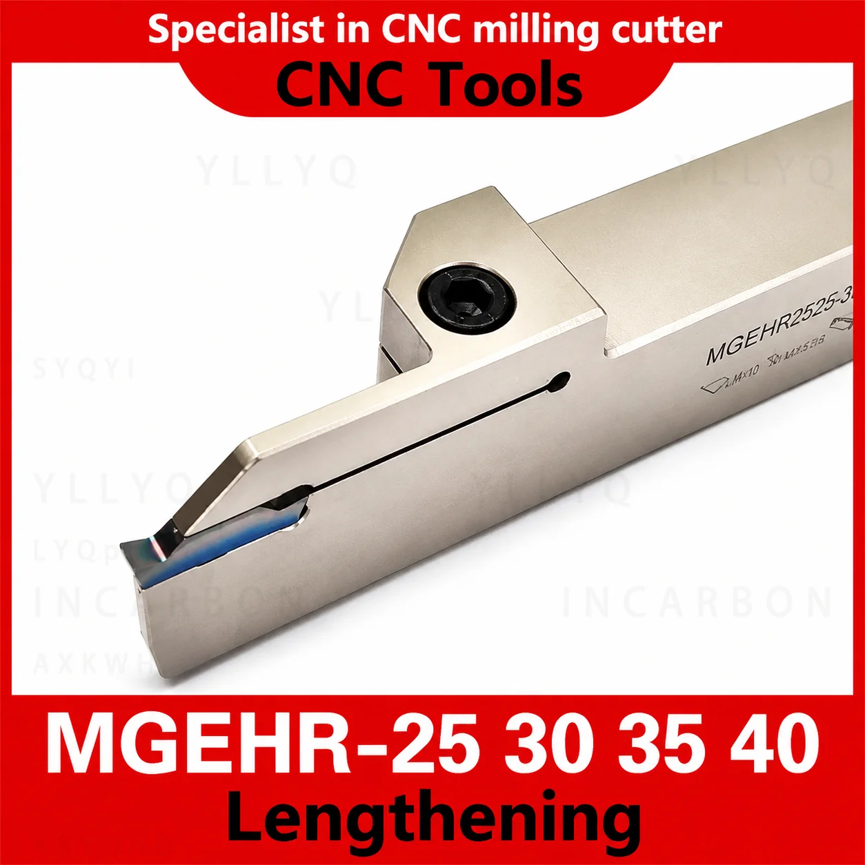 Soporte de Ranurado MGEHR2020 MGEHR2525 2T30 3T25 4T30 4T35 4T40 5T35 Niquelado, Herramienta de Ranurado para Torno Alargada con Inserto MGGN CNC