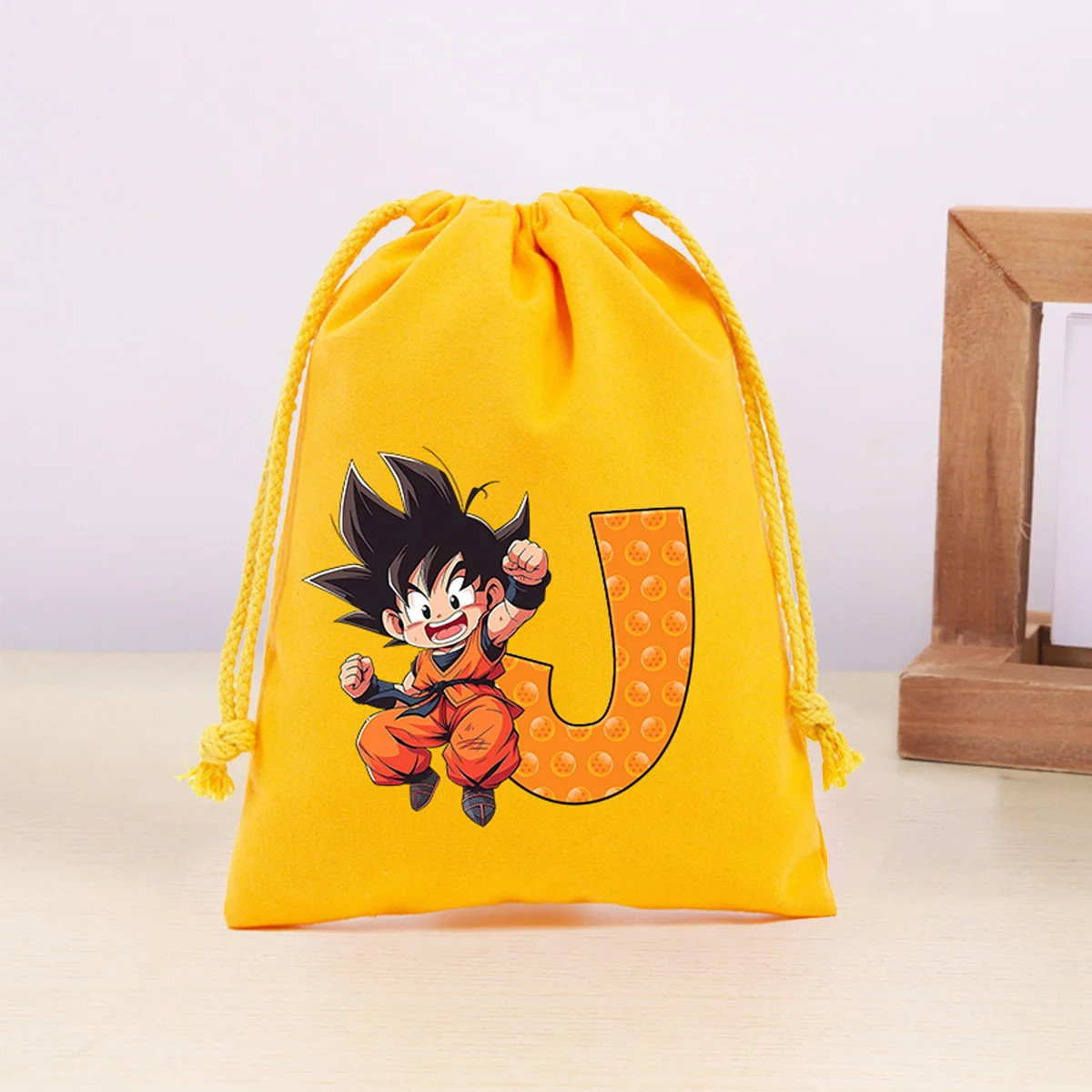 Dragons Ball Drawstring Bag Anime Figure Letter A-z Storage Pouch Party Gift Bags Travel Clothes Organizer Soft Bundle Pockets