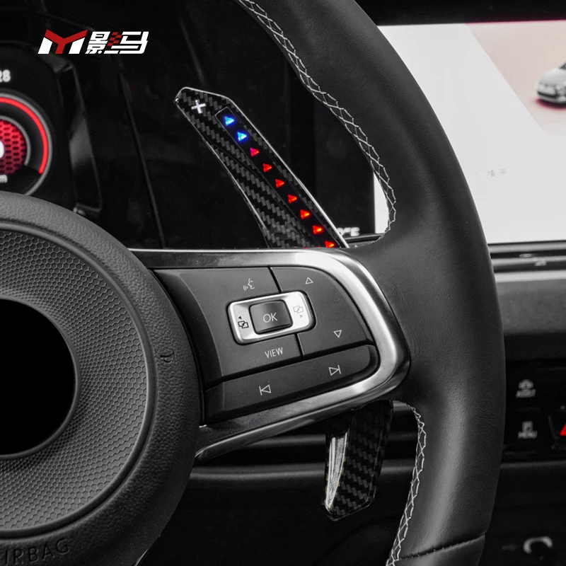 Fiber Car Steering Wheel LED Carbon Shift Paddle Shifter Extension For VW Golf 7 7.5 MK7 7.5 R GTI R-Line