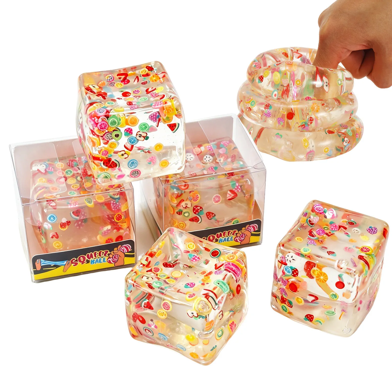 Cube Sequins Solid Color Transparent Maltose Decompression Sensory Squeeze Decompression Breathable Gift