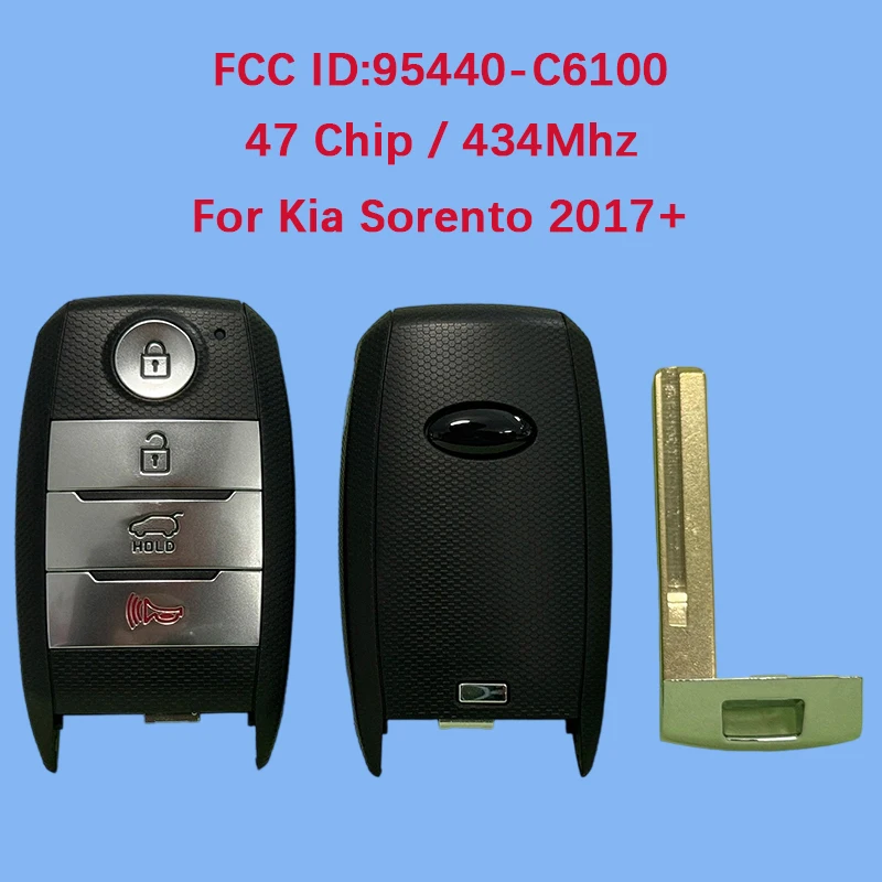 

CN051047 Послепродажный 4-кнопочный смарт-брелок 433 МГц FCC 95440-C6100 47 чип для KIA Sorento 2017