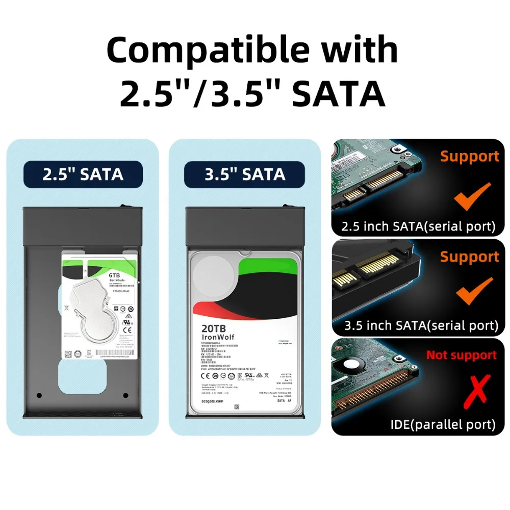 MAIWO HDD 케이스 2.5인치/3.5인치 SATA-USB 3.0 하드 드라이브 인클로저 (SSD 디스크 HDD 박스용)