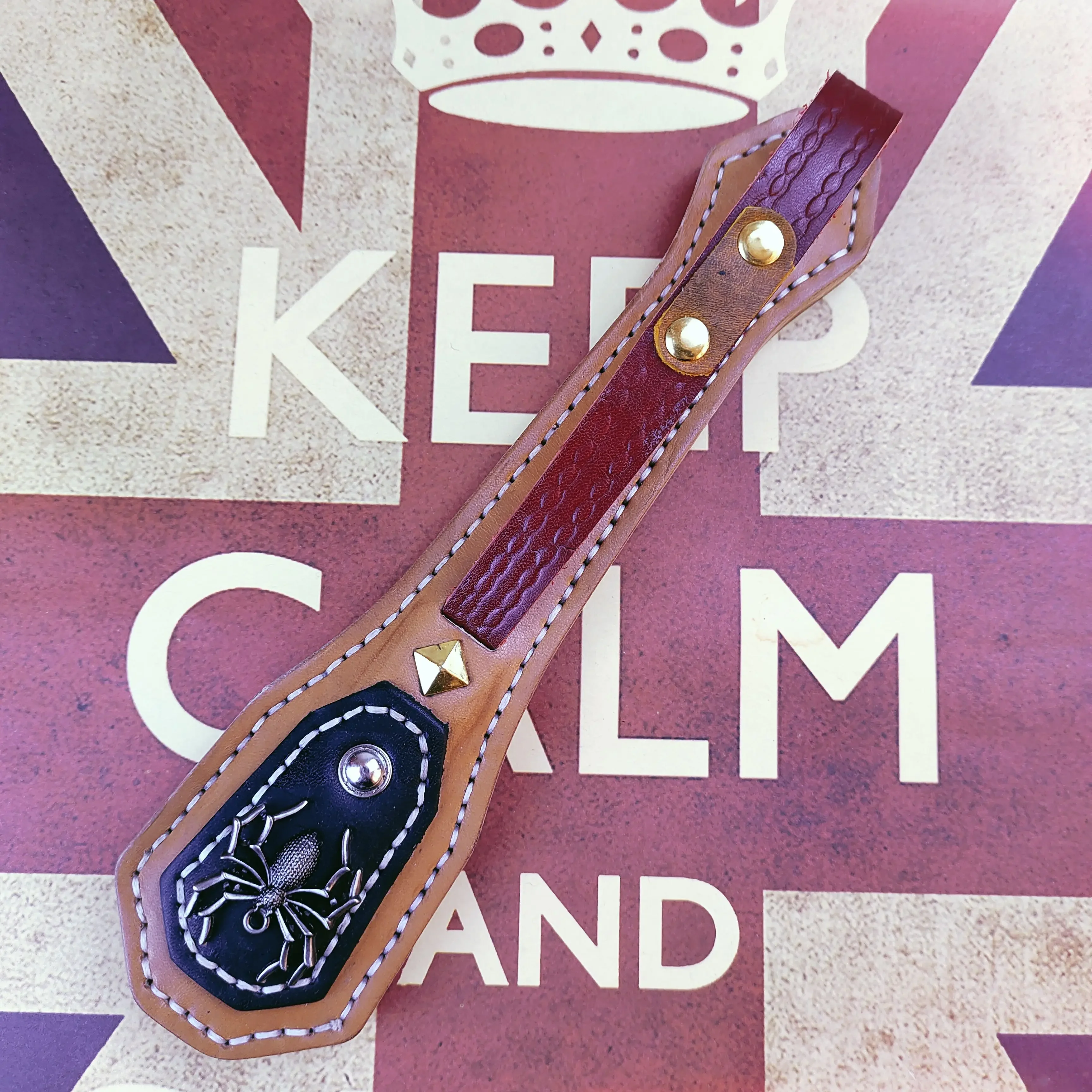 Outdoor Portable EDC Multifunctional Head Layer Cowhide Boston Leather Racket Built-in Lead Block Women's Self-defense Tool