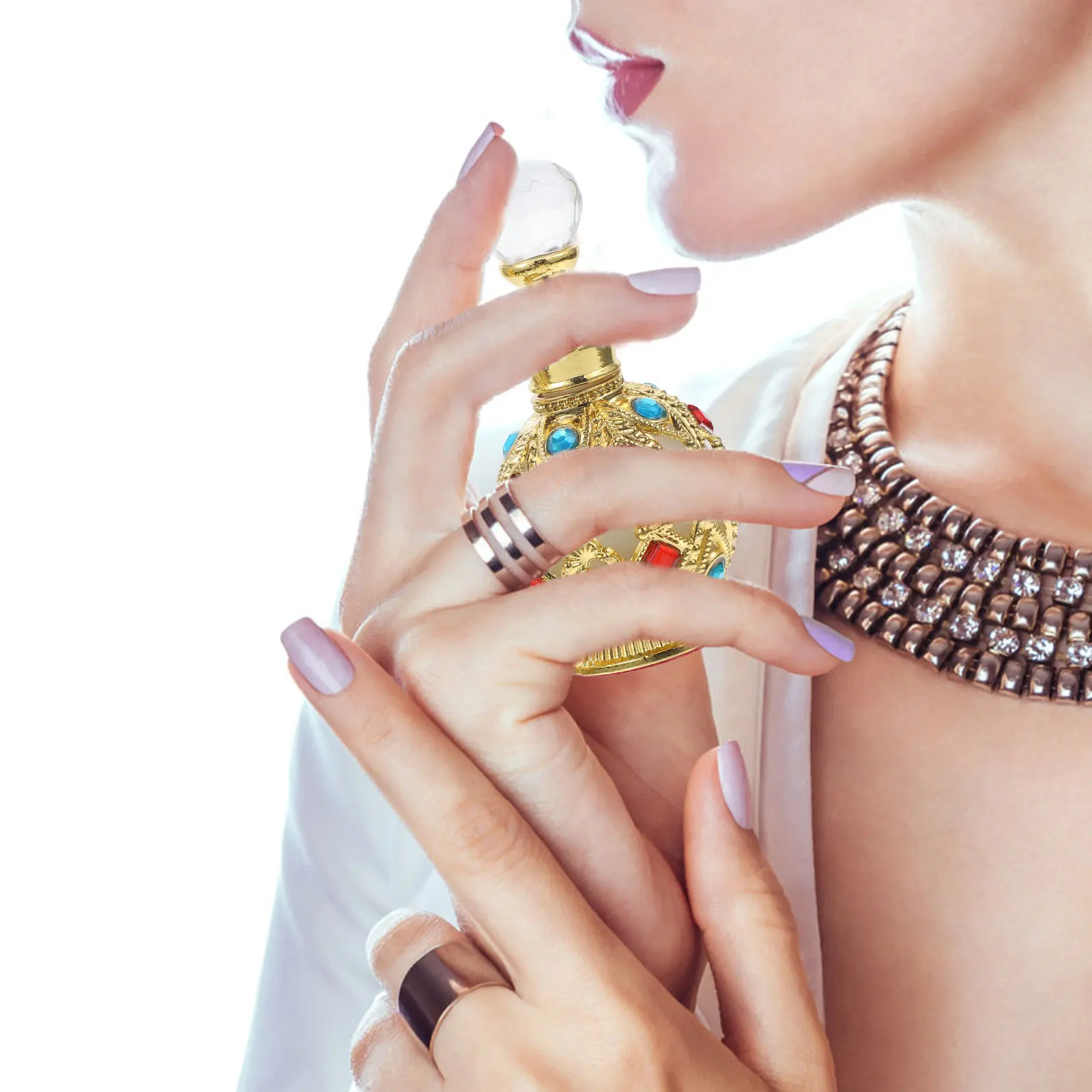 

2Pcs Crystal Glass Refillable Perfume Bottles Compact Portable Essential Oil Storage Bottles Travel Small Bottle for Fragrance