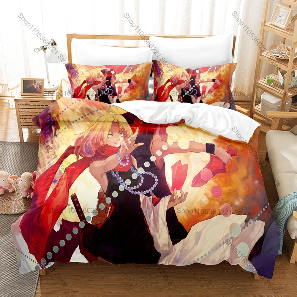 Anime Shaman King Bedding Set, Duvet Cover & 2 Pillowcases, Fantasy Shaman Role Pattern Breathable Fabric All Season Use