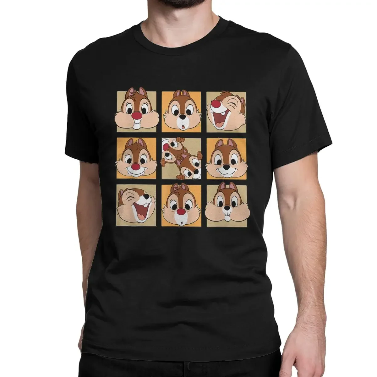 Chip N Dale Face T-Shirts for Men Women Vintage Pure Cotton Tees Crew Neck Short Sleeve T Shirt 6XL Tops
