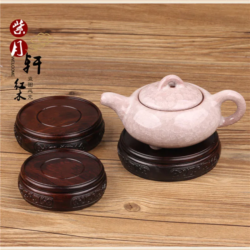 Solid Wood Round Bottom Tray, Craft Flowerpot, annatto teapot, Jade Stone, Buddha Base, Vase, furnishing articles