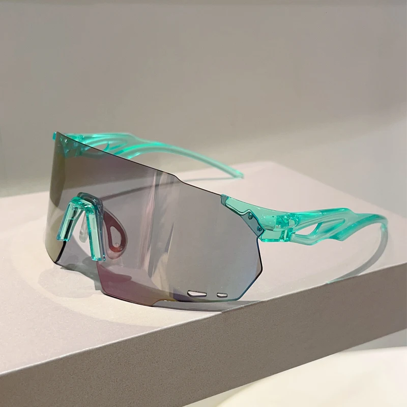 KAMMPT Rimless Oversized Goggle Men 2025 New Wrapped Round Mirror Sports Sunglasses Trendy Outdoor Cycling Protective Shades