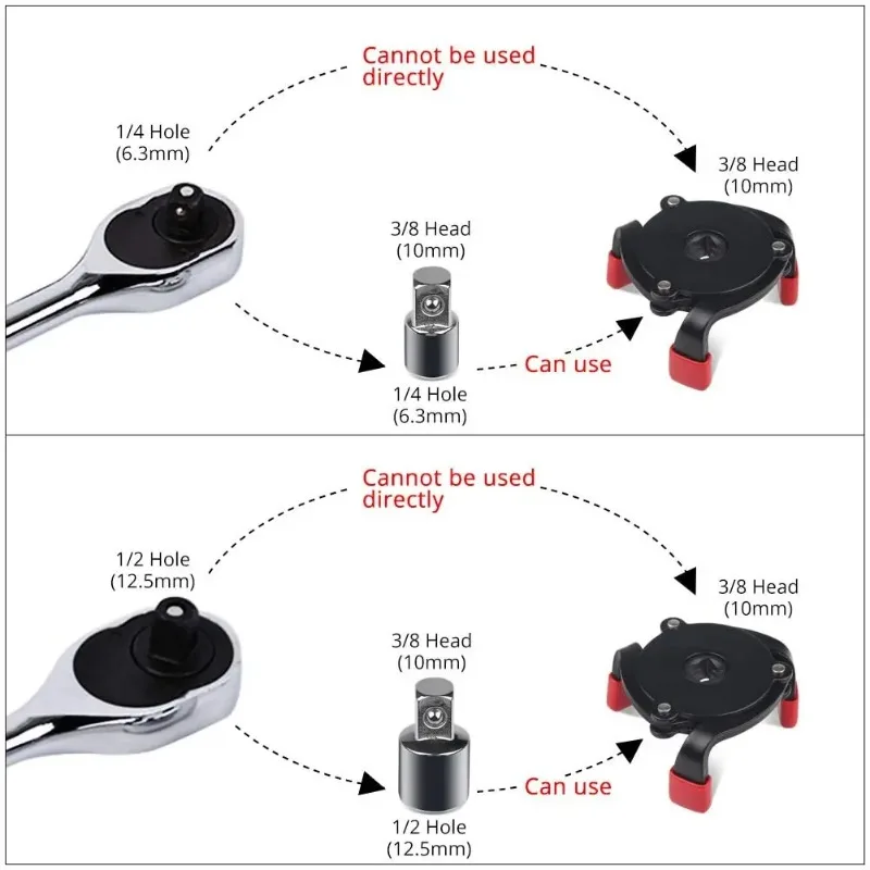 Universal 3 Jaw High Quality Oil Filter Remover Tool Cars Oil Filter Removal Tool Interface Special Tools Oil Filter Wrench Tool