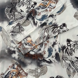 Đàn ông áo sơ mi polo dài tay, tiêu chuẩn da báo, hổ hiện tại, thương hại, dấu vân tay, giải trí bữa tiệc, đường Hawaii, thời trang 8 Áo sơ mi Tiger bán hàng chính - 3
