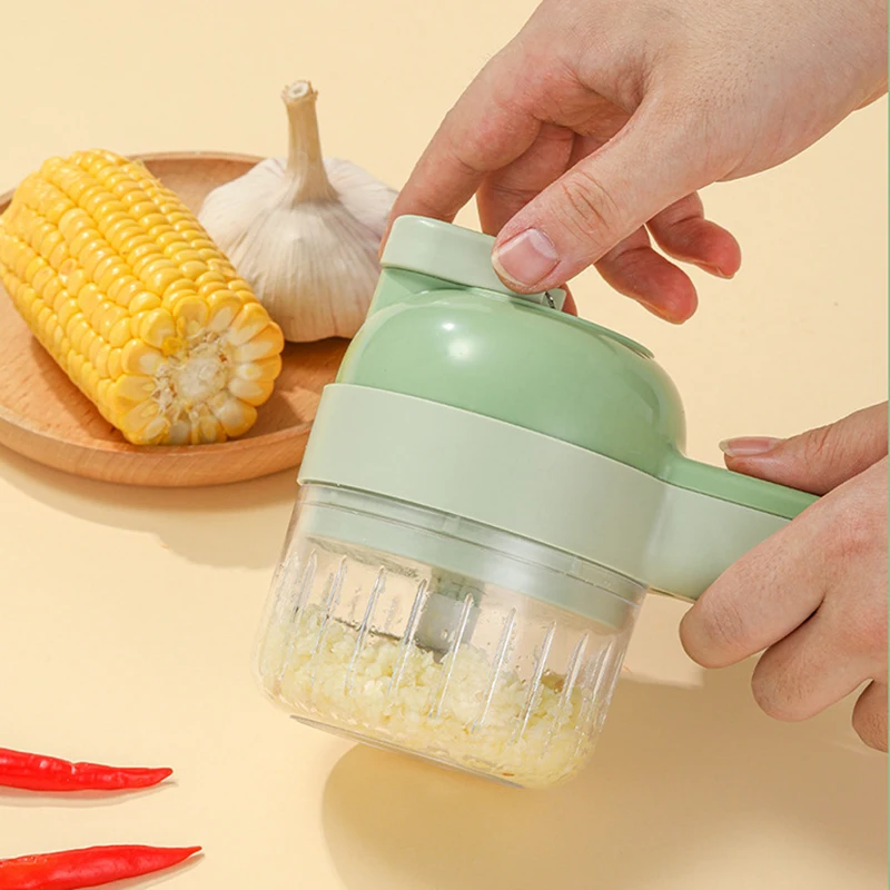 4 In1 Vegetable slicer Garlic Press Slicer Handheld Electric Chopper Vegetable Cutter Set Portable Garlic Masher Wireless Slicer