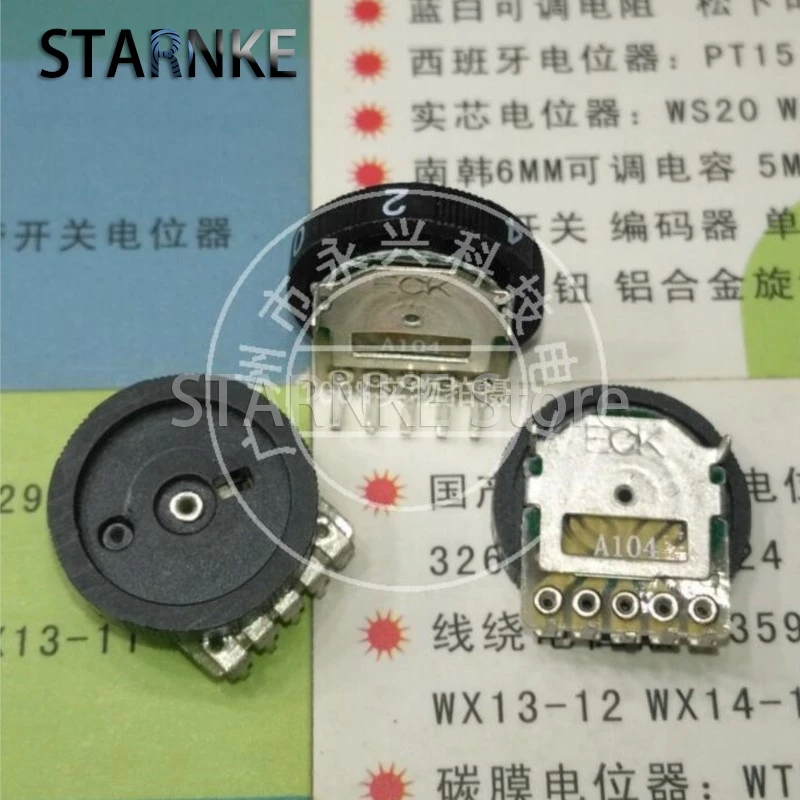 5PCS Gear Dial Potentiometer A104 A100K 14*2.8MM Double 5 Pin Radio Volume Adjustment Switch With Digital