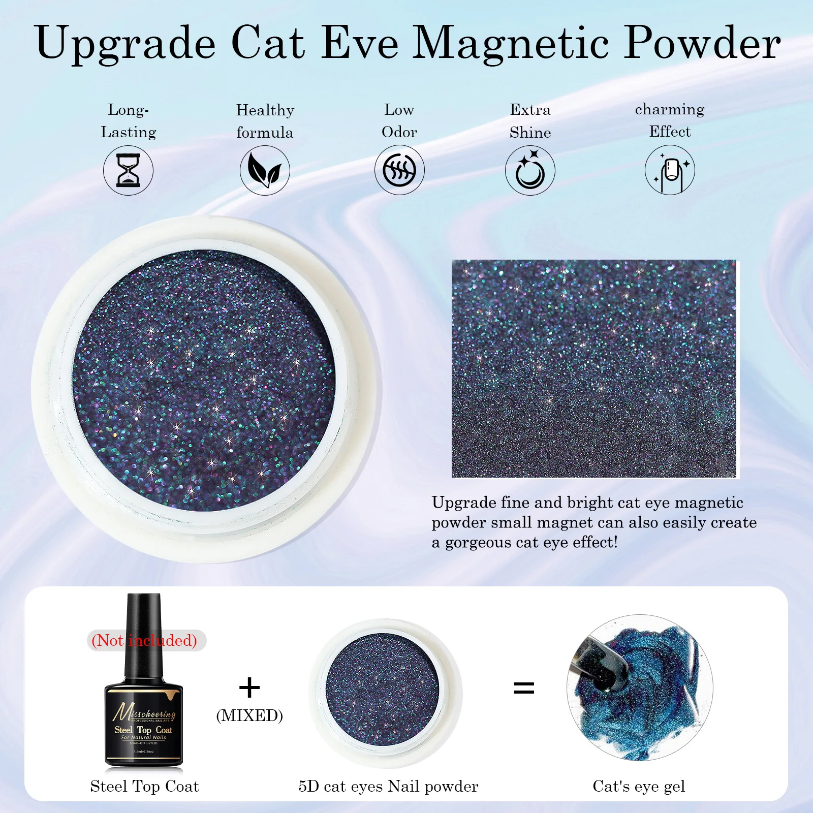 Chameleon Magnetic Powder Glitter Dust Cat Eye Nail Art Decor Pigment Shiny Holographic DIY Pigments Polish Chrome Mirror Effect