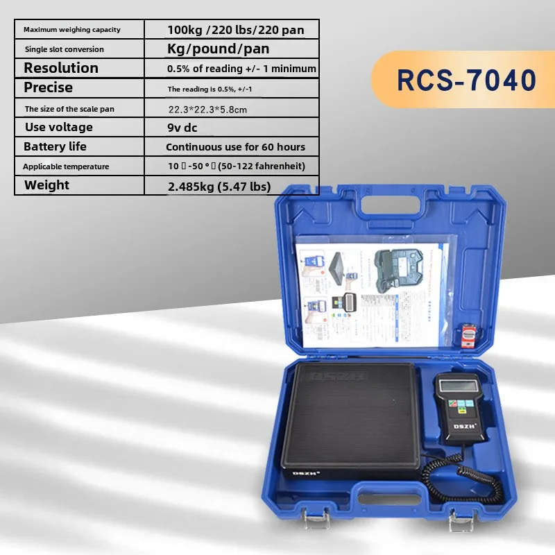 

High-precision refrigerant weighing scale RCS7040 portable refrigerant fluoridation electronic scale tool