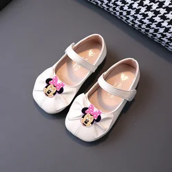 Disney Mickey Mouse Girls Leather Shoes Spring Autumn Children Princess Shoes Flat Heel Children Single Shoes Minnie Sandals
