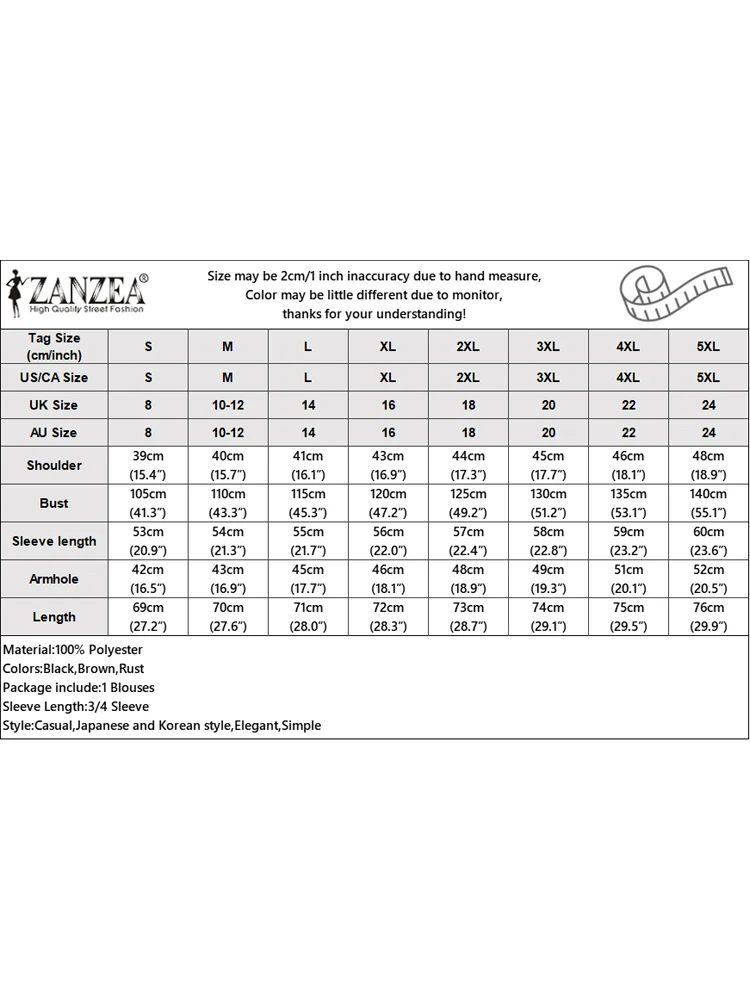 Zanzea เสื้อเบลาส์แฟชั่นสำหรับผู้หญิง, เสื้อทรงหลวมลำลองแบบเย็บปะคอกลมแขน3/4เสื้อวินเทจ