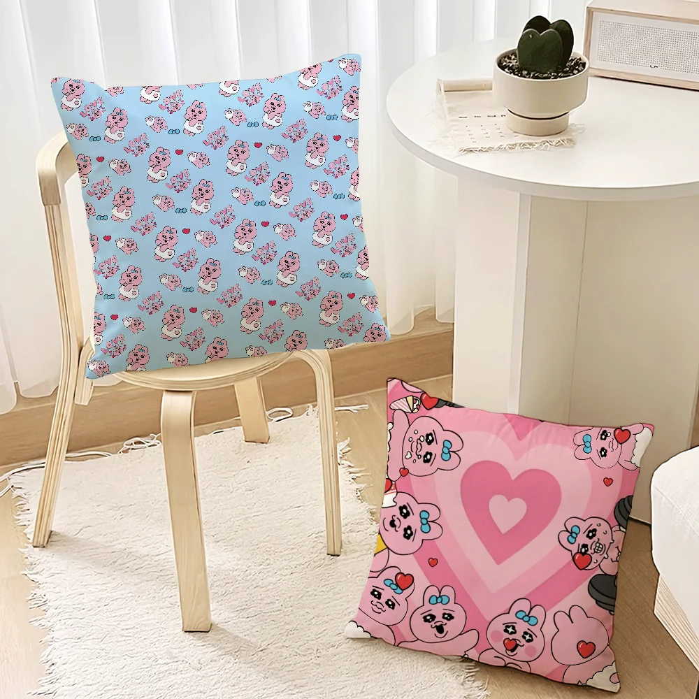 Cartoon O-Opanchu U-Usagi Pillow Case Living Room Accent Couch Back Support Square Lounge Restful Nap Companion ﻿