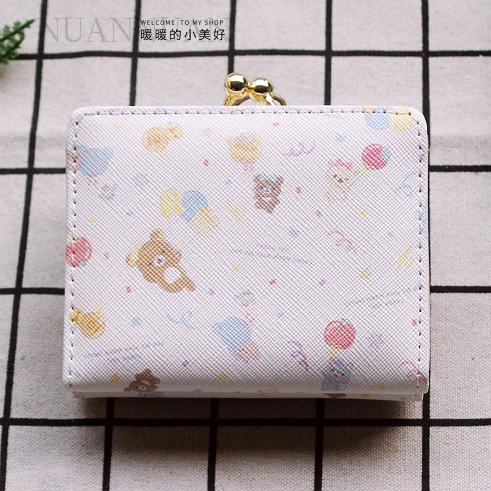 Cute Rilakkuma Wallet Purse Leather Small Short Wallets for Women Ladies Anime Kawaii Purses Money Clips Bag