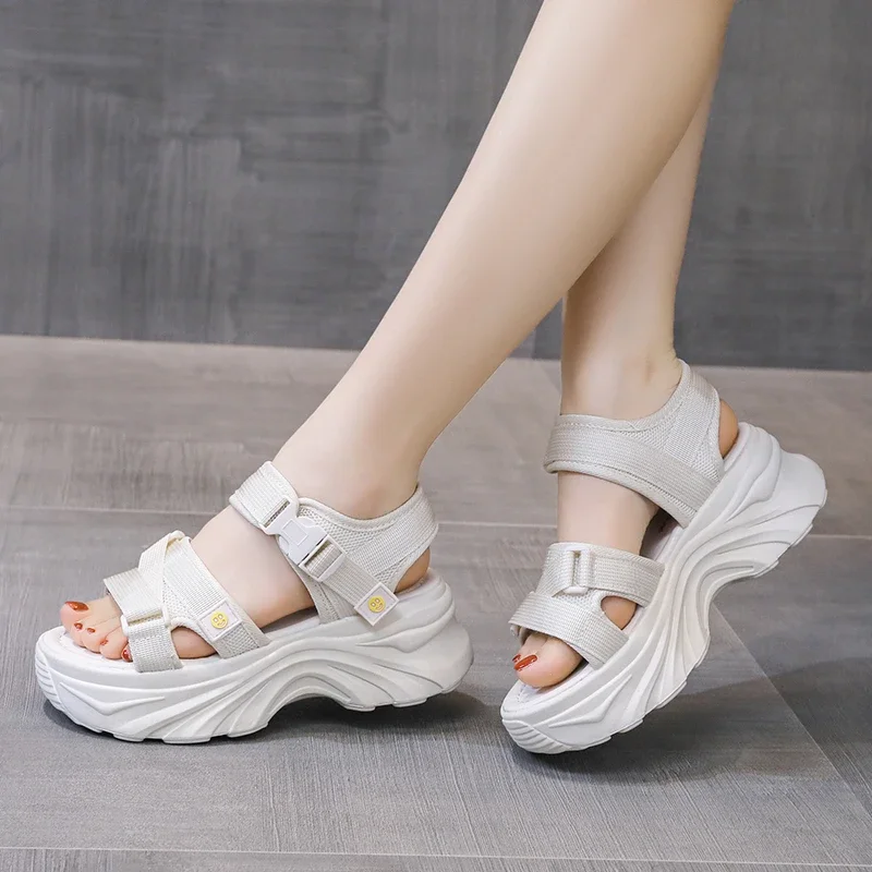 2024 Sexy Open-toed Women Sport Sandals Wedge Hollow Out Ladies Sandals Outdoor Cool Platform Shoes Student Beach Summer Shoes