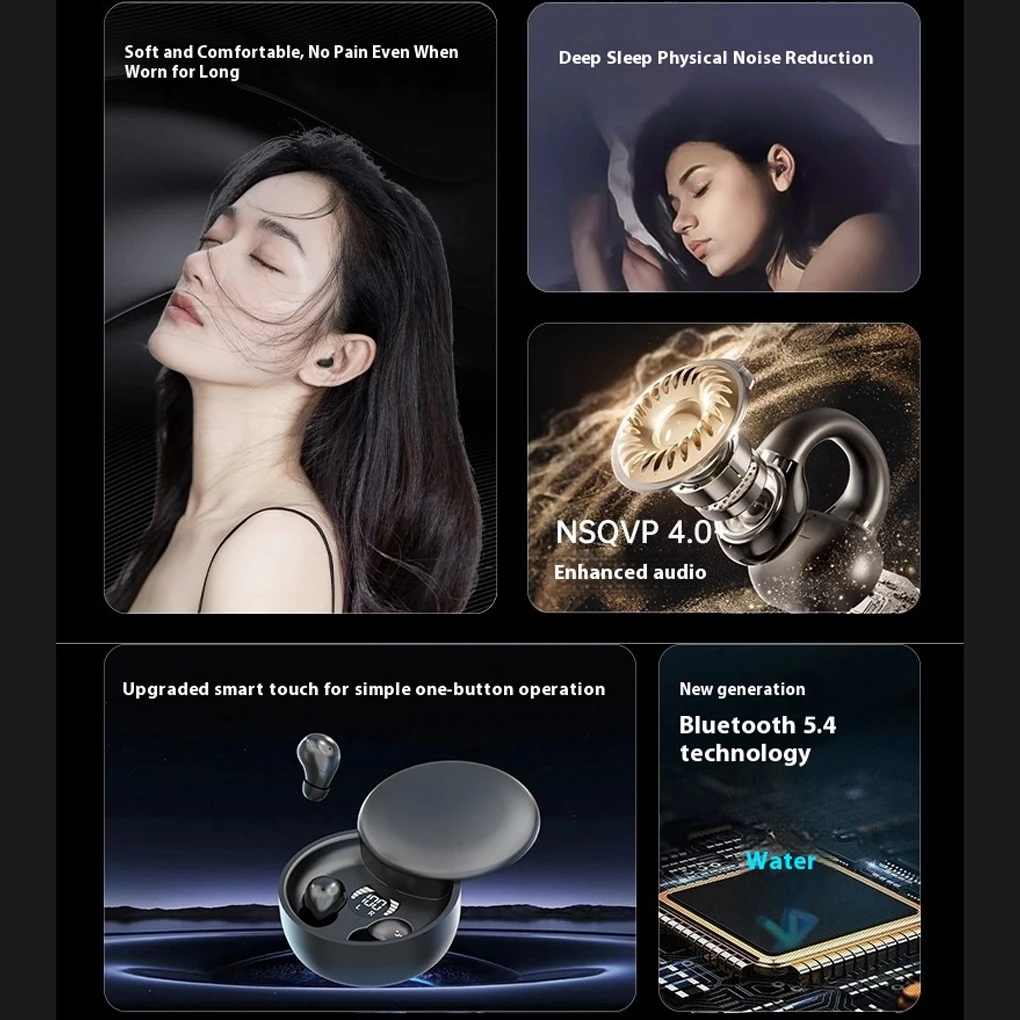 Waterproof Bluetooth Wireless Earbuds Mini Sleep Headphones Earphones Earbuds HIFI Stereo Sound Noise Reduction Headsets
