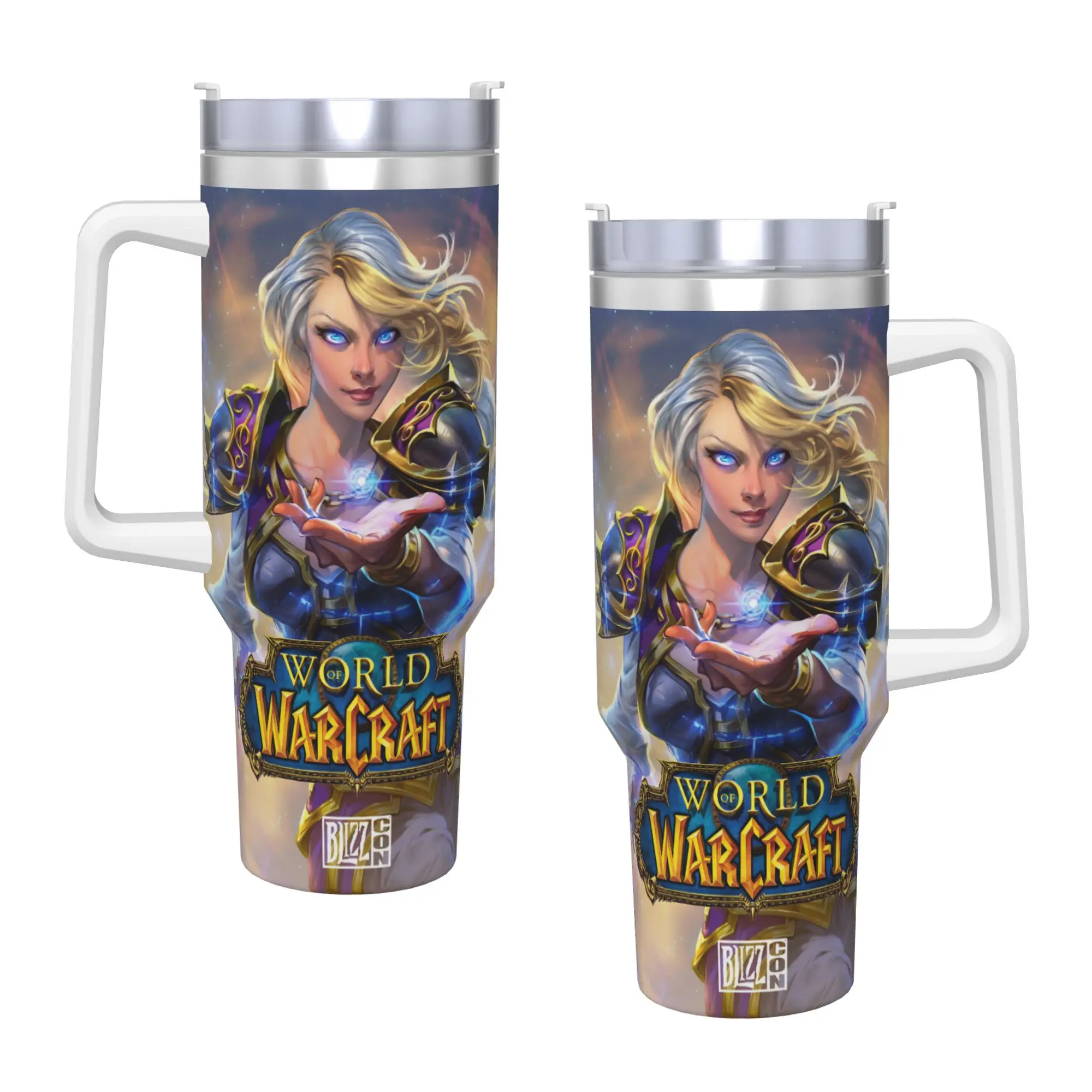 

World of Warcraft Game Stainless Steel Tumbler Travel Coffee Mug With Straws and Lid Large Mugs Cup Hot Drinks Water Bottle