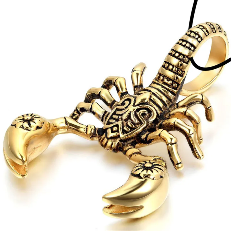 Hiphop Rock Necklaces Men Animal Stainless Steel Lion Scorpion Pendant Gold Chain Necklaces Pendants for Men Fashion Jewelry