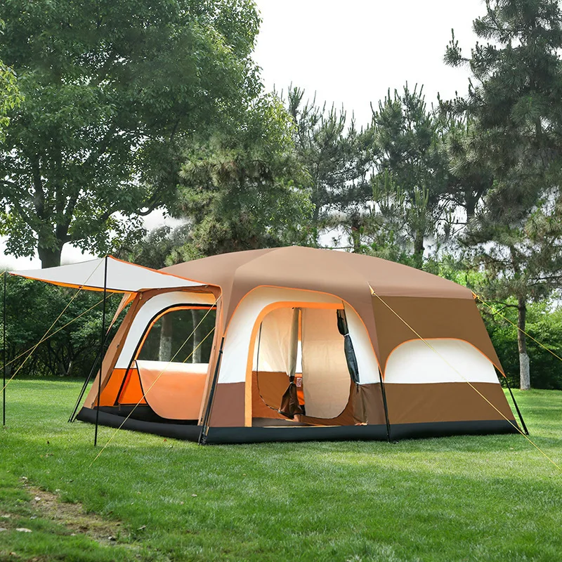 for Family Camping Tent Outdoor Camping Thickened Rain-Proof Double-Layer Jackstay Tent Foldable and Portable Two-Room