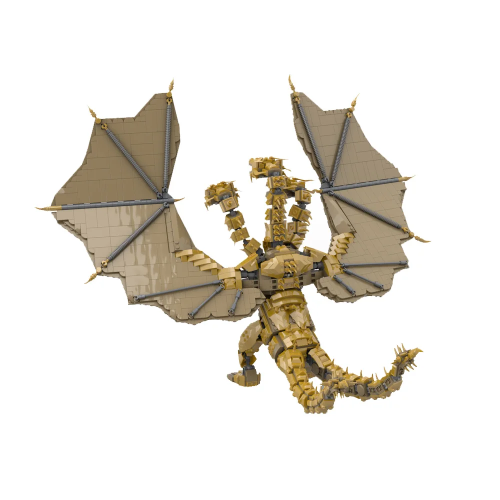 Gobricks MOC King Ghidorah Monster Zero Bricks Model Ghidorah Ghidrah 3 Headed Monster Dragon Building Blocks Toys Birthday Gift