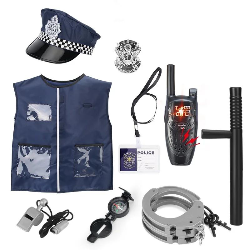 Born Toys Police Costume For Kids & Police Toys For Kids Ages 3-7 with Police Accessories Includes Police Baton, Handcuffs