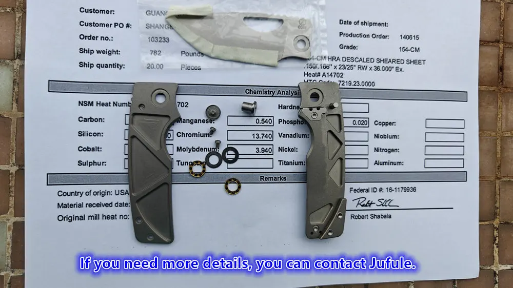 JUFULE New OZ Rosie Titanium Handle Real 60+ HRC 154CM Steel Ceramic Bearings Pocket EDC Tool Camping Hunt Outdoor Folding Knife