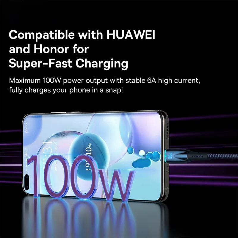 Baseus USB C Cable Smart Led Indicator Quick Charge Cable For Samsung S23 Realme Xiaomi 13 Huawei Phone Fast Charging Cable Data image 4