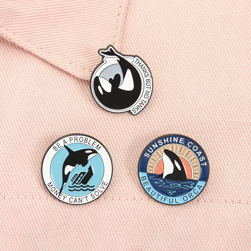 Vitamin Sea Enamel Pins Art The Great Wave Of Kanagawa Orca Whale Sunset Shark Brooches Lapel Badge Jewelry Gifts for Friends