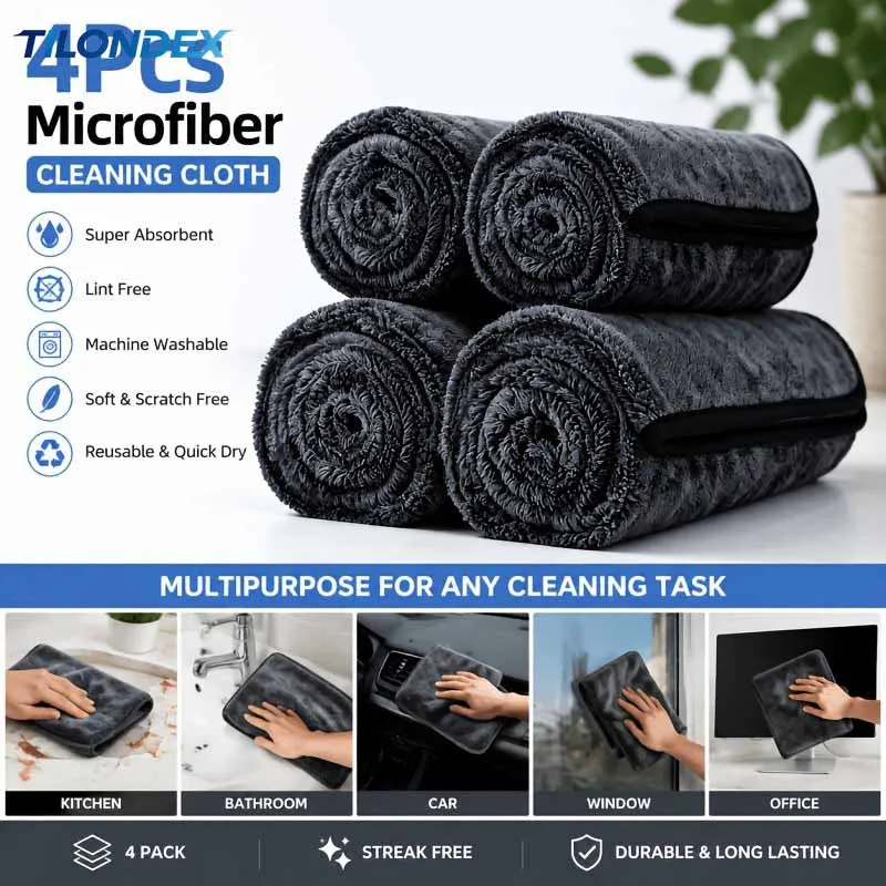 TILONDEX Premium Twist Spun Ultrafine Fiber Towel Set Ultra Soft High Absorbency Car Wash Cloths Scratch Free Non Shedding