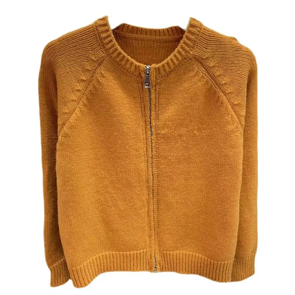 

Женский кардиган с двойной молнией в корейском стиле, свободный крой, небольшой вязаный свитер, пальто на весну и осень, топ в ленивом стиле в стиле ретро