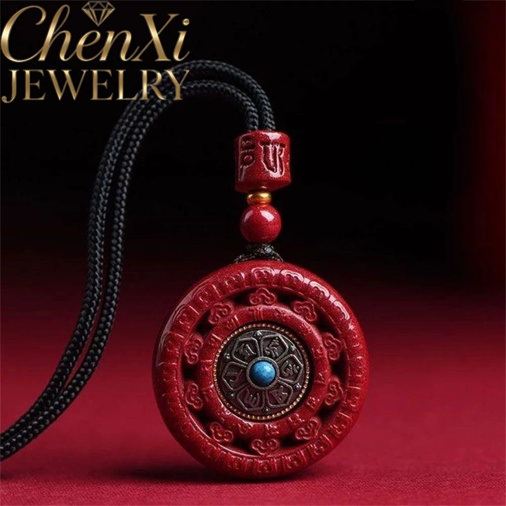 

High-End Cinnabar Six-Character Mantra Rotating Pendant Luxury Quality Fashion Fine Jewelry Exquisite Elegant Popular Amulets