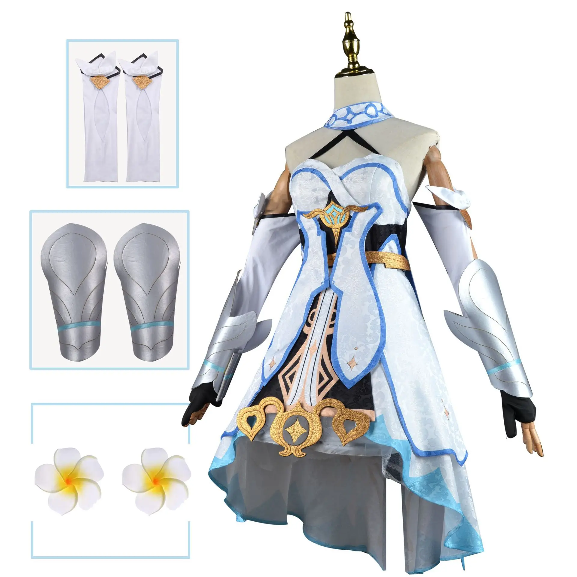 Game Genshin Impact Lumine Cosplay Costume Traveler Women Clothes Dress Wig Set Halloween Uniform Carnival Party Outfits Suit