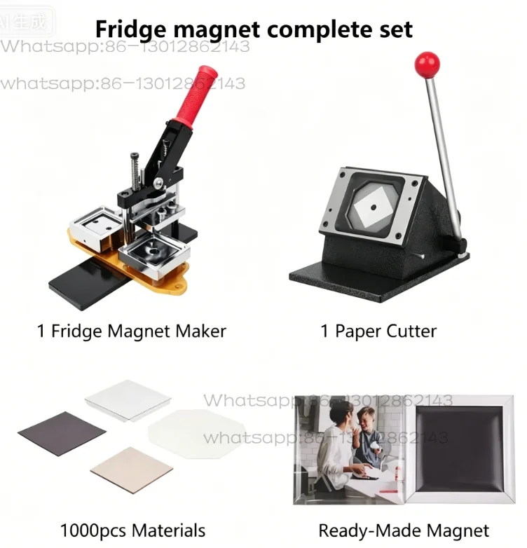 2026   NEW    Hot selling 50mm 63.5mm 53 * 80mm 65 * 90mm refrigerator magnet making machine kit badge making machine