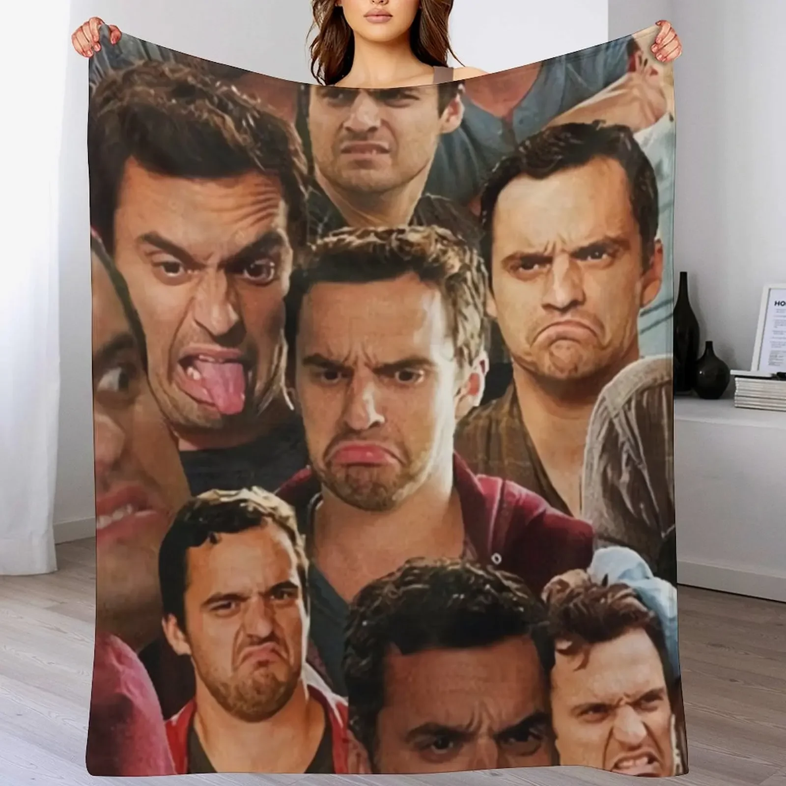 

New Girl Meme Throw Blanket Tourist Hair Winter beds Bed Blankets