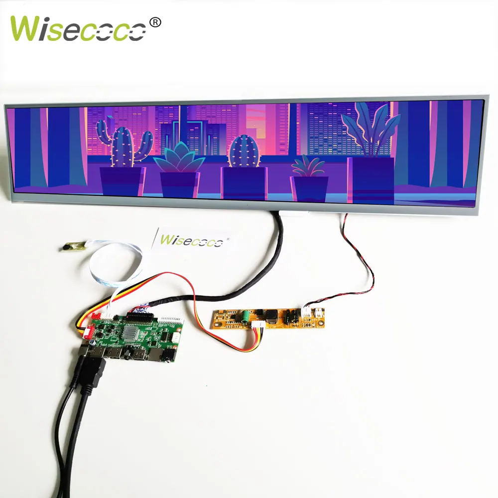 Wisecoco 19 Inch Stretched Bar LCD IPS 1920x360 LVDS Controller Board Shelf Edge Digital Signage Ultrawide Advertising Display