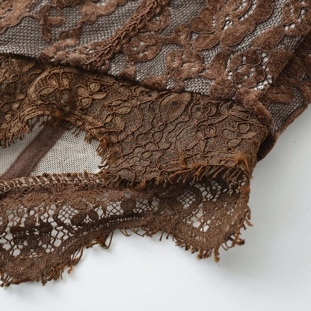 Elegant Transparent Lace Camisole Slim fit Fishbone Crop Tops Sleeveless Lace Corset Ladies