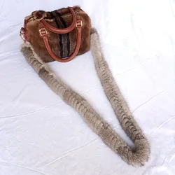 Long Real Mink Fur Bag Strap Replacement Natural Mink Fur Handbag Shoulder Strap 120cm Natural Winter Fur Belt