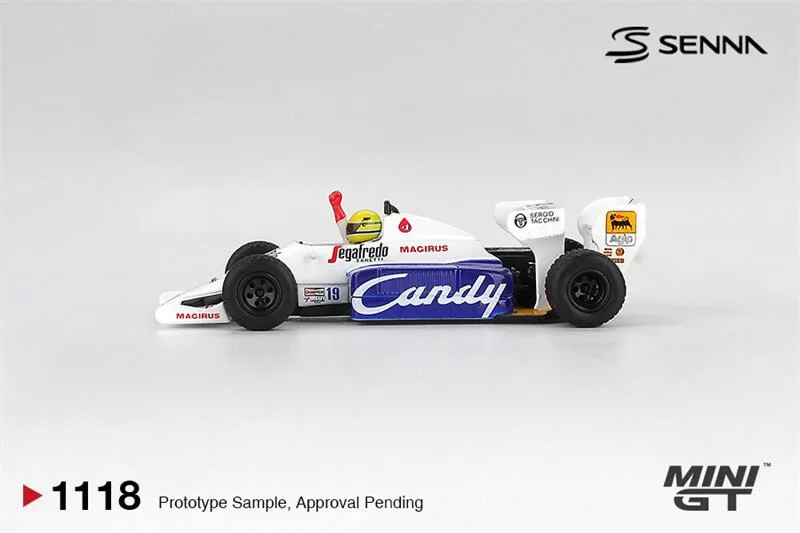 *Prevendita* MINI GT 1:64 Toleman TG184 NO.19 Ayrton Senna Monaco Grand Prix 2nd Place 1984 Modellino di auto pressofuso