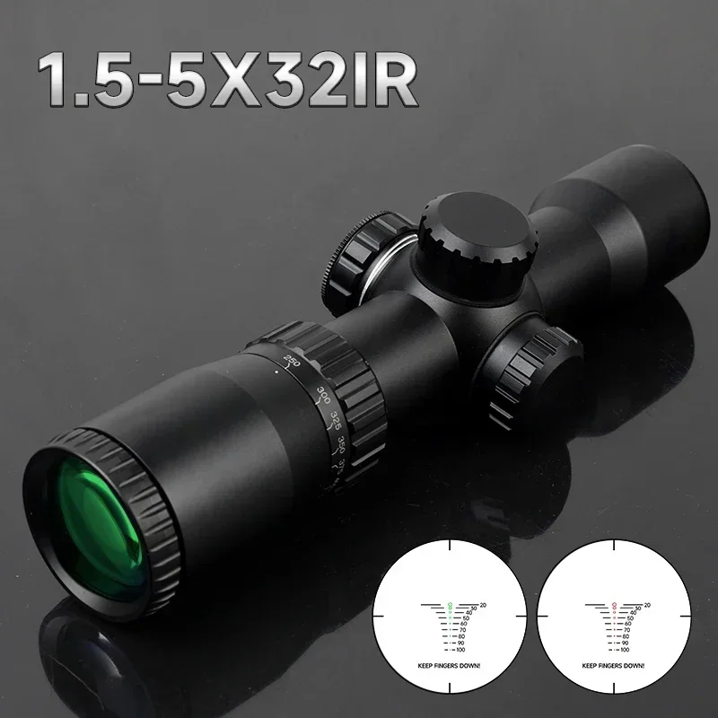 

1.5-5X32IR Tactical Scope Crossbow Short Hunting Riflescope Red/Green Dot Illuminated Sight Reticle Optical Rifle Scope