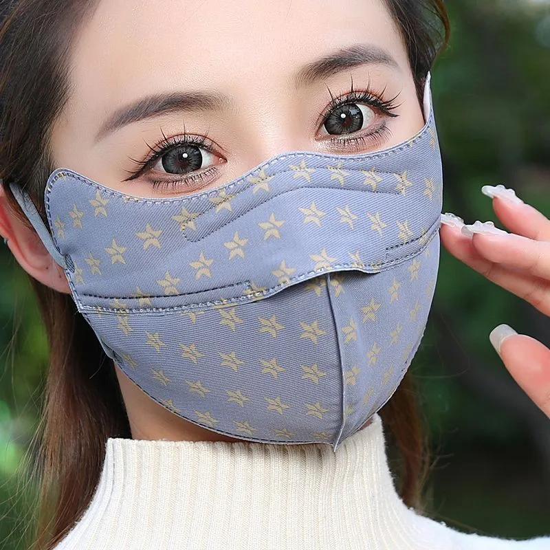 Fashionable Pentagram Printed Sunscreen Mask Breathable Warm Windproof Eye Corner Protection Reusable Adult Face Mask